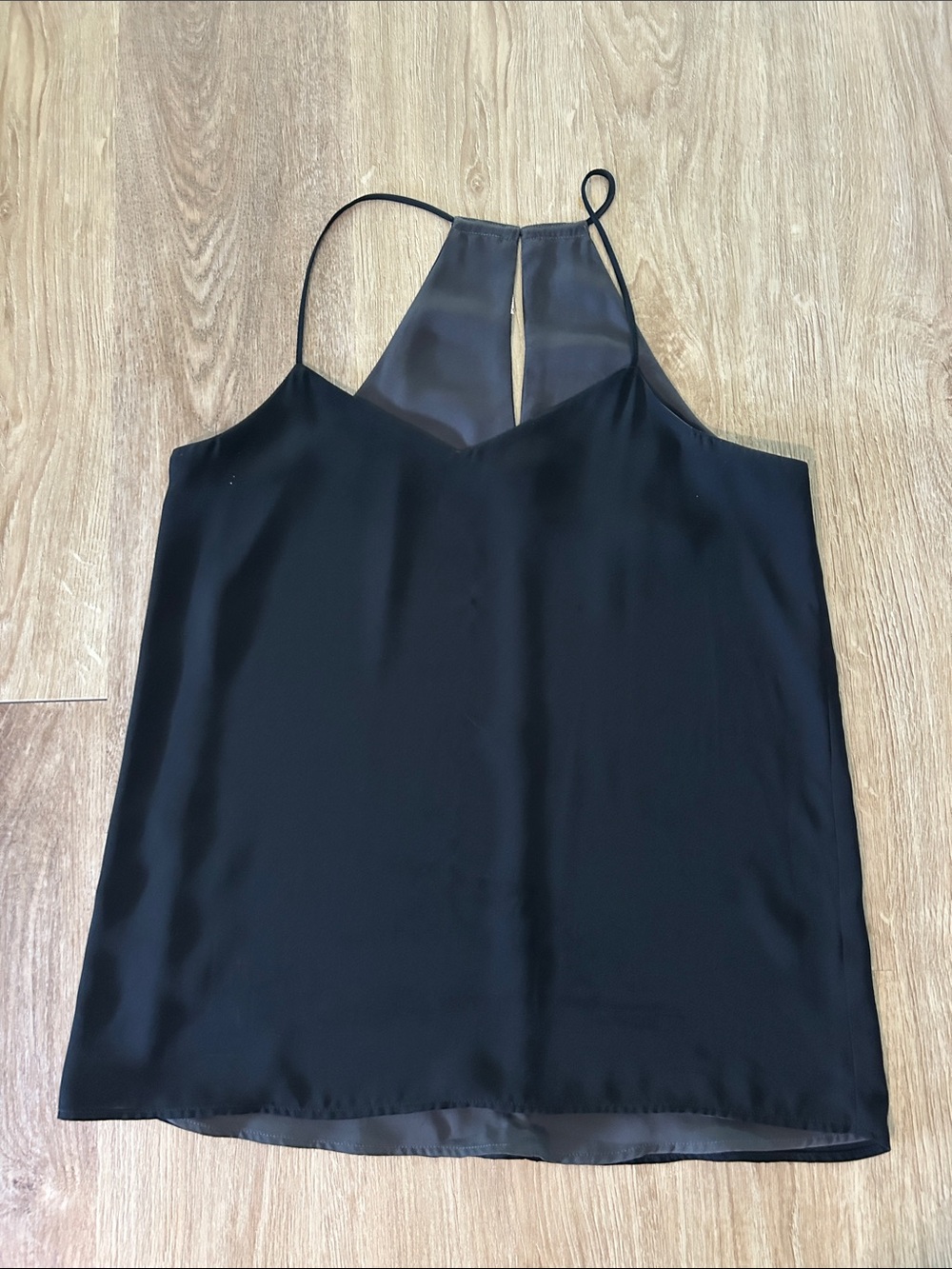 Reversible Black and Grey Satin Halter Cami Top